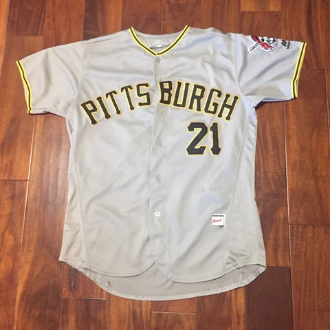 Majestic Pittsburgh Pirates Roberto Clemente Road Gray Flex Base Jersey Size 40 Cover