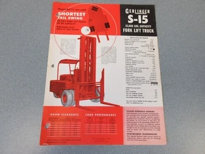 Old 1954 Gerlinger S-15 Forklift Sales Sheet, 15,000 Pound Pallet Truck - Picture 1 of 2