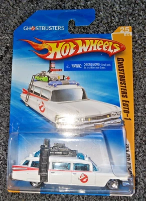 2010 Hot Wheels #25 New Models 25/44 GHOSTBUSTERS ECTO-1 White w/Chrome 5 Spokes - Image 1 of 4