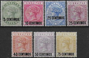 1889 Gibraltar Victoria overprinted 7v. MH SG n. 15/21 - Bild 1 von 1