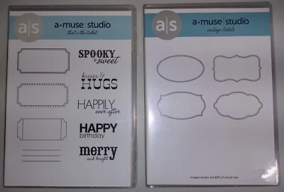Paquete de conjuntos de estampillas de etiquetas vintage y ticket a-muse studio that's the ticket Foto 1 de 3