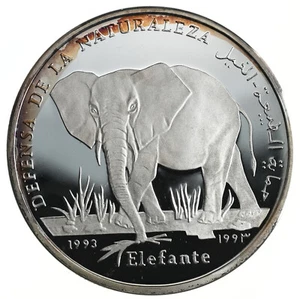 SAHARAWI 500 Peseestas 1993 Argento Proof 'Difesa della Natura - Elefante' - Foto 1 di 3