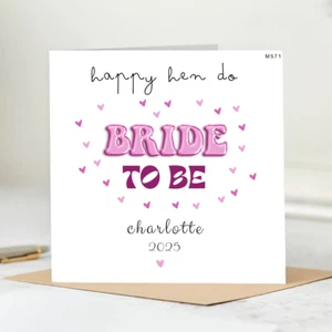 Personalised Hen Party Card Happy Hen Do Card Bride to Be Card Bachelorette 6x6 - Picture 1 of 2