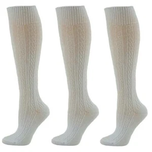 Sierra Socks Women's Cable Knit 3 Pair Pack Cotton Soft Durable Knee Hi Socks - Picture 1 of 20