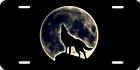 White Moon, Wolf, License Plate New Car Tag Metal Aluminum, USA, Black
