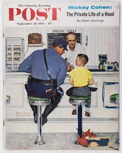 SEPT 20 1958 POLICEMAN & RUNAWAY NORMAN ROCKWELL SATURDAY EVENING POST FULL MAG - Picture 1 of 18