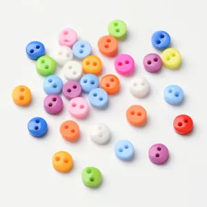 LOT of 60 MINI ROUND BUTTONS 2 HOLE Acrylic 6mm Multi-Color Knit Doll - Picture 1 of 1