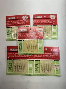 Vintage Beacon Push-In Bulbs for 35-50 Light Sets 3 Volt 7017 5 Sets Of 5 NOS - Picture 1 of 3