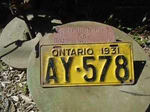 Matrícula de Ontario Canadá 1931 # AY-578 - Imagen 1 de 3