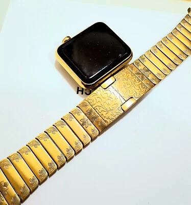 24ct Gold Plated 42mm Apple Watch With Custom Engraved Butterfly Link Strap - Image 1 of 3