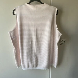 Marsh Landing Sleeveless Sweater Size 2XL NWT New Vintage Pink Striped Womens - Picture 1 of 13