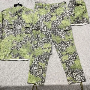 Vtg Camo Hunting Set Mens Bois De Pin L/XL Camouflage Shirt Pants Gaiter Hunting - Picture 1 of 20