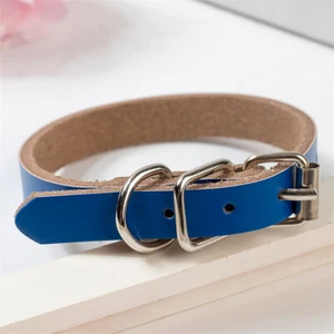 Strong Real Leather Dog Collar Pet Cat Puppy Adjustable Soft Comfortable Collar - Picture 1 of 16