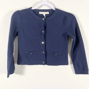 Hope & Henry Girls Milano Stitch Cardigan Navy 100% Organic Cotton Sustainable - Picture 1 of 11