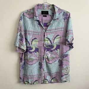 Native Youth Delphi Shirt Colourful Print Short Sleeve Blue - Mens Size Large - Picture 1 of 10