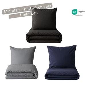 Bettwäsche 135x200cm + 80x80cm Microfaser mit Reißverschluss weich atmungsaktiv - Bild 1 von 27