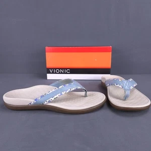 Vionic Casandra Sandals Womens US 7 White Leather Thong Flip Flops Orthotic Tech - Picture 1 of 7