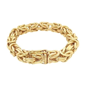 Brazalete bizantino cuadrado pesado sólido de oro amarillo de 10 quilates de más de 10 mm de longitud: 8" para hombre - Imagen 1 de 6