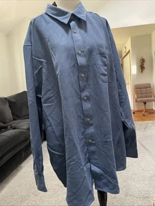 Covington Micro Suede Blue Button Up Shirt Size XXl New With Tags - Picture 1 of 11