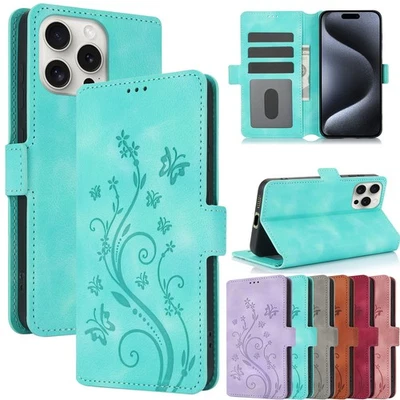 Leather Anti Scratch Wallet Case Flip Stand Cover For iPhone 16 ProMax 15Plus 14 - Image 1 of 4