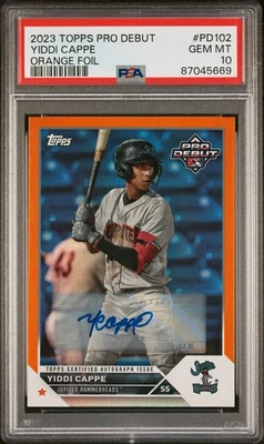 2023 Topps Pro Debut Yiddi Cappe Auto /25 Orange Refractor Gem Mint PSA 10 - Image 1 of 2