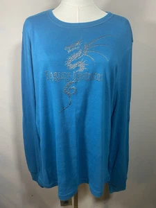 Camisa para mujer Harley Davidson azul manga larga diseño con tachuelas talla XL - Imagen 1 de 5