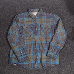 LL Bean Katahdin Performance Flannel Shirt Mens XL Blue Plaid Snap Wool Blend - Picture 1 of 14