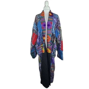 Artisan Made Vintage Guatemaltean Long Woven Overcoat XL Duster Bohemian - Bild 1 von 7