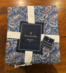 Trapunta coperta Vera Bradley Twin 2 pezzi Haymarket Paisley Jewel nuova - Foto 1 di 1