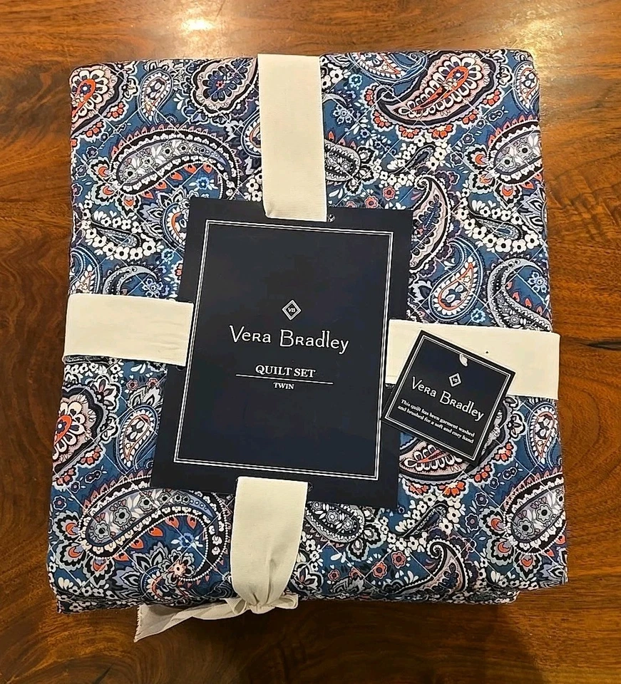 Vera Bradley Twin 2PC Haymarket Paisley Jewel Quilt Blanket  New - Image 1 of 1