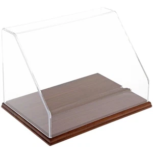 Plymor Clear Acrylic Slanted Front Case w/ Hardwood Base, 12" W x 8" D x 8" H - Picture 1 of 1
