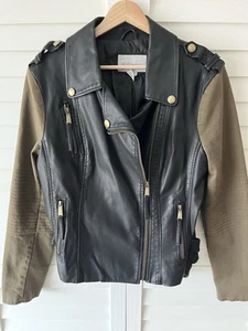 BCBG Generation Faux Leather Moto Jacket Size Large - Picture 1 of 7