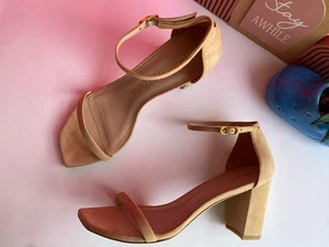 Stuart Weitzman Amelina shoes heels Block Adobe women’s size 7.5 - Picture 1 of 12