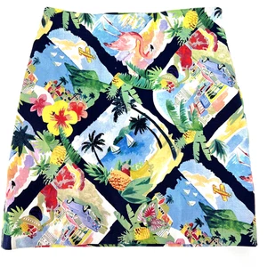 Talbots Tropical Print Mini Skirt Hawaii Flamingo Size 6P - Picture 1 of 7