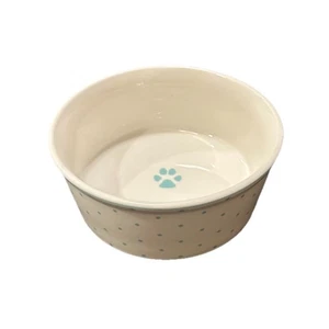 FIDO'S DINER Blanco con Puntos Acuáticos y Huella de Pata Perro Gato Mascota Comida Tazón de Agua - Imagen 1 de 6