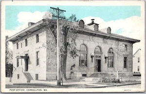 CARROLTON, Missouri Postcard POST OFFICE Building / Street View - 1936 Cancel - Picture 1 of 2