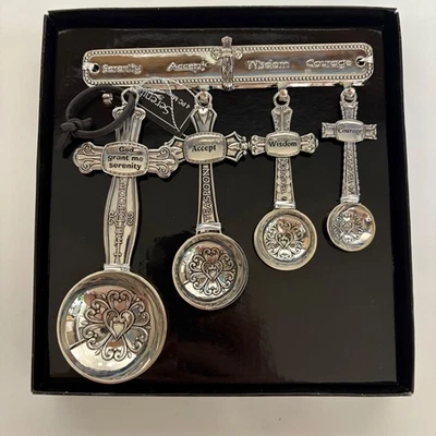 Serenity Prayer 4 Pc Measuring Spoon Set and Rack Functional Religious Gift NEW - Image 1 of 4