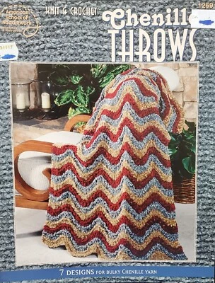 Afghans Chenille Throws Crochet Knit Patterns By American School Of Needlework - Image 1 of 4