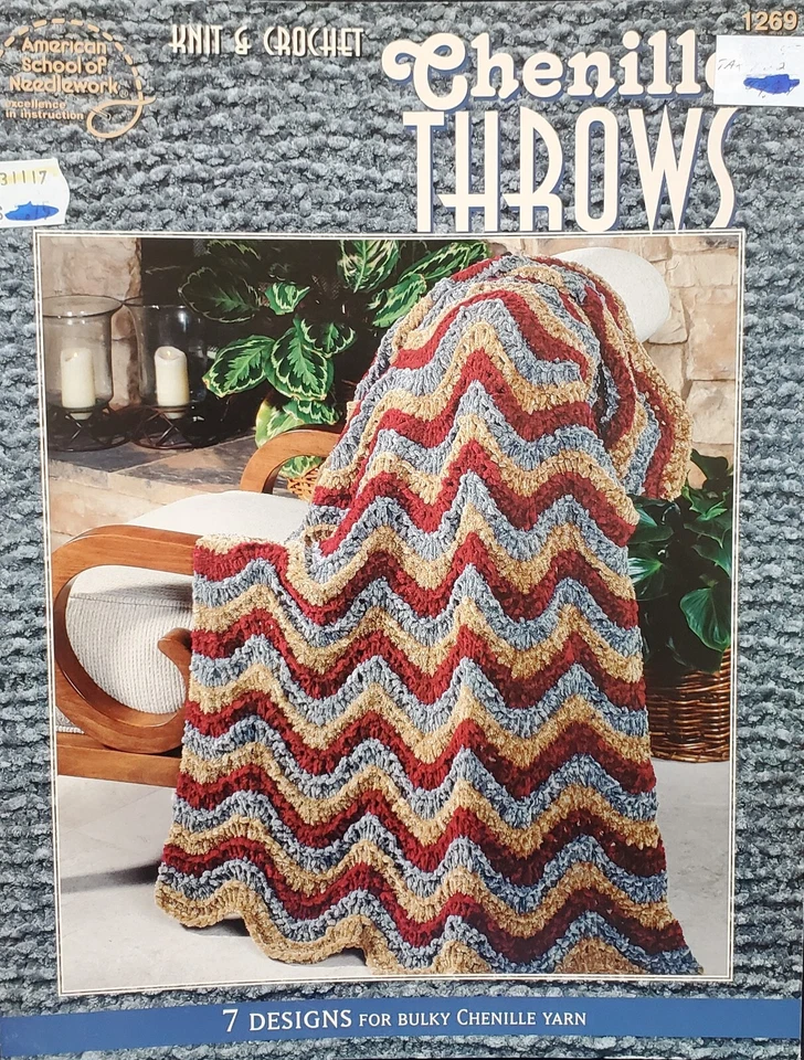 Afghans Chenille Throws Crochet Knit Patterns By American School Of Needlework - Image 1 of 4