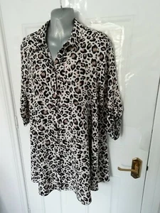 ROMAN Size 10 Beige Black Brown Animal Print Shirt Tunic Blouse Top NEW RRP £30 - Picture 1 of 12