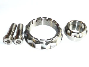 DUCATI STREETFIGHTER V4S TITANIUM FRONT + REAR AXLE NUTS + SWINGARM PINCH BOLTS - Picture 1 of 17
