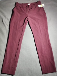 Pantalone Bar III donna taglia 4 bordeaux standard vestibilità rilassata cintura chino passanti nuovo con etichette - Foto 1 di 18