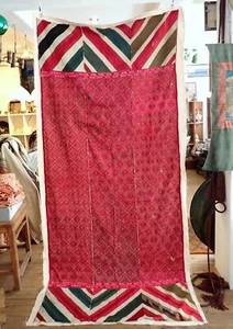 Mantón grande Swat Valley Phulkari bordado vintage seda algodón bordes Chevron - Imagen 1 de 17