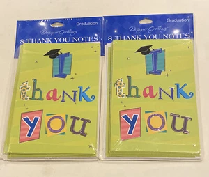 2 Packs Of 8 ( 16 Cards ) Graduation Thank You Cards, Fun Letters - Picture 1 of 3
