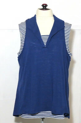 Tail Women's L Blue & White Stripe Tank Top Sleeveless Shirt 2 pc - Image 1 of 4