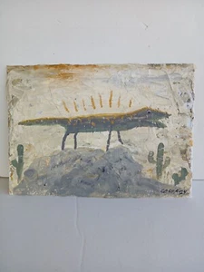 Ooak Primitive Brut Naive Art Original Rocky 5x7 - Picture 1 of 21