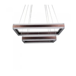 Lampada Led A Sospensione Rettangolare Colore Coffee Marrone Doppio Anello 600X3 - Foto 1 di 2