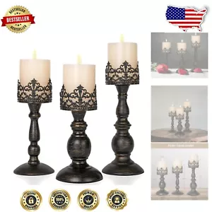 Antique Floral Design Candle Holder Set for Pillar Candles – Perfect Gift Choice - Picture 1 of 9