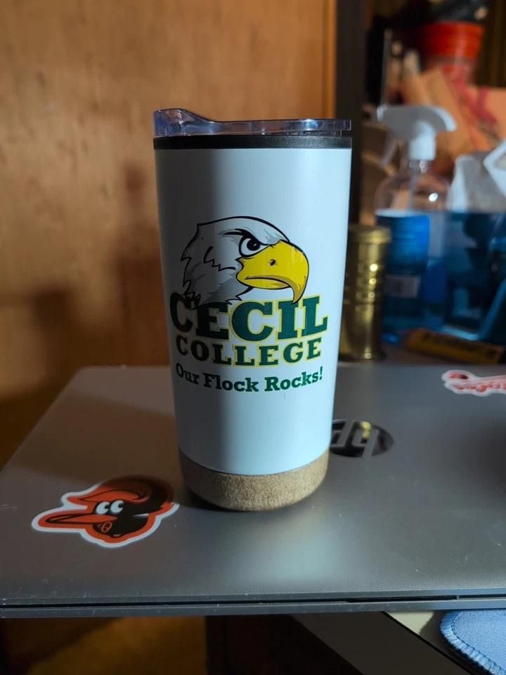 CECIL COLLEGE TRAVEL MUG. CECIL COLLEGE COFFEE CUP CECIL COLLEGE LOGO Deco READ - Image 1 of 4