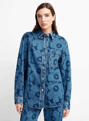 MARIMEKKO  |   Maridenim Vaihe Unikko Denim Jean Shirt  |  Size 40  |  NWT - Image 1 of 4